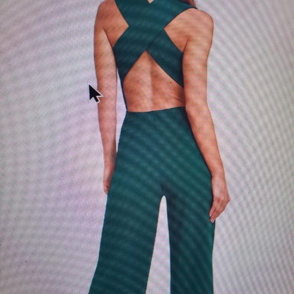 Forest Green Backless Jumpsuit, size small. - Picture 2 of 4